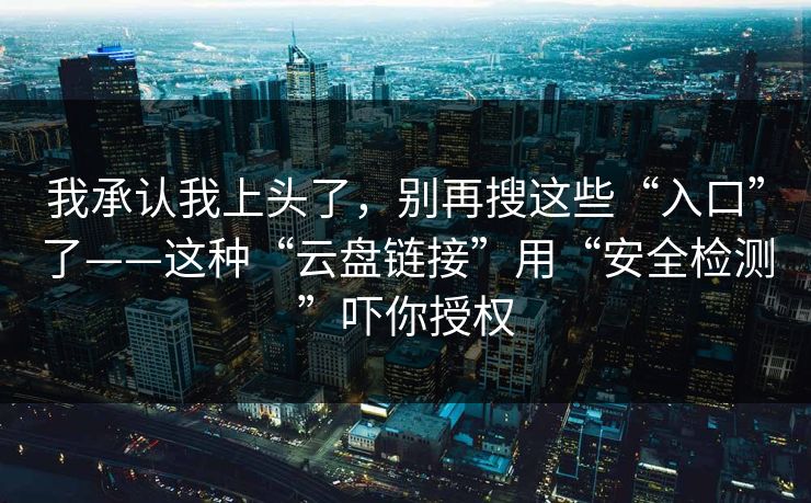 我承认我上头了，别再搜这些“入口”了——这种“云盘链接”用“安全检测”吓你授权